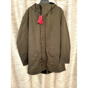 Hugo Boss Winter Jacket Fleece Lined Hooded Dk Green Mens Size 44R NEW w/Tags